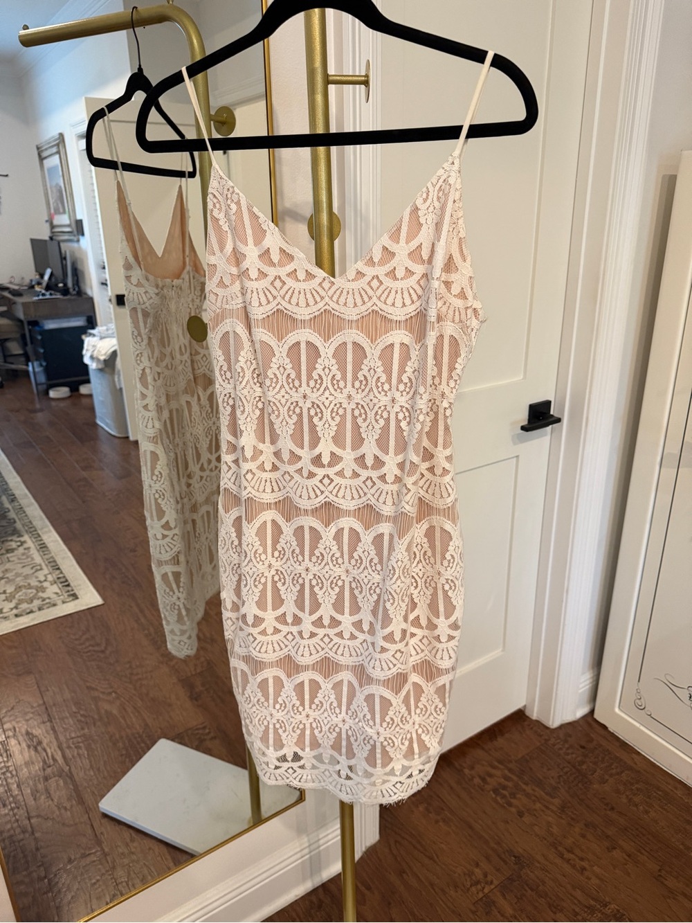 Leith Blush Lace Slip Mini Dress